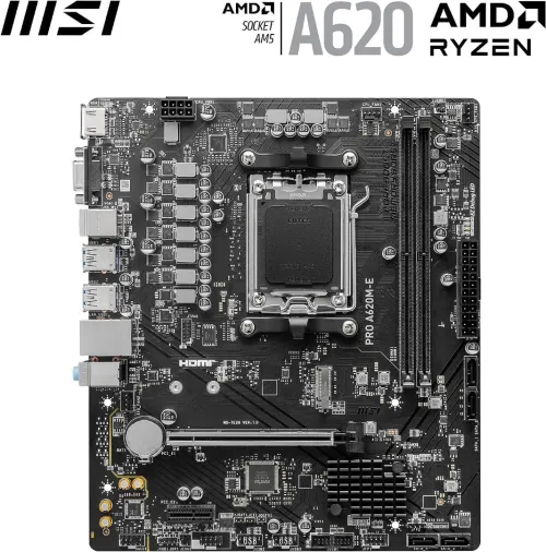 CARTE MÈRE MSI PRO A620M-E Micro ATX - Socket AMD AM5 - 2xDDR5 - 1x M.2 Gen4 - 6400+MHz/OC
