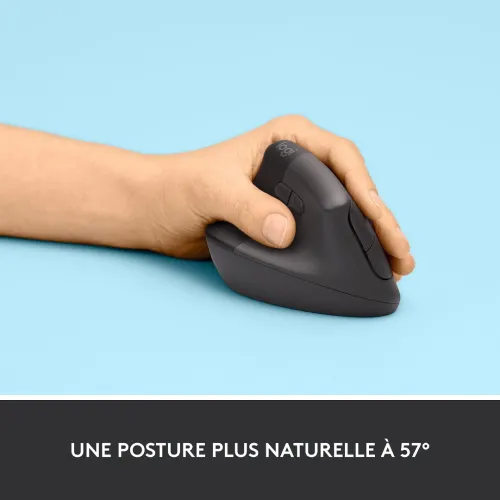 LOGITECH LIFT LEFT SOURIS SANS FIL ERGONOMIQUE - 6 BOUTONS - 4000 DPI - USB - SILENTTOUCH - GRAPHITE