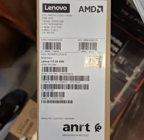 LENOVO V15 G4 AMN - RYZEN 3 7320U - 8GO - 256GO SSD - 15.6" FHD - TYPE-C - AMD RADEON - BLACK