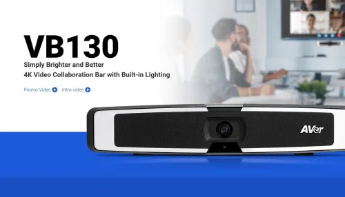 AVER VB130 - CAMÉRA 4K - ZOOM4X - SMARTFRAME - SPEAKERS - PLUG & PLAY - 5 MICS - STOP BRUIT -RJ45