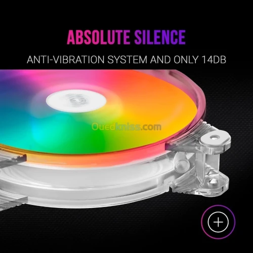 VENTILATEUR MARS GAMING MFD CHROMA RGB 120Mm- ULTRA SILENCIEUX - MOLEX - ANTI VIBRATION- TRANSPARENT