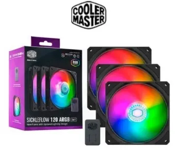 COOLER MASTER SICKLEFLOW 120 ARGB 3 IN 1 - 3 VENTILATEURS DE BOÎTIER 120 mm ARGB - 1800 RPM - BLACK