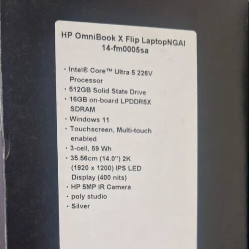 HP OMNIBOOK X FLIP 14-FM0005SA - ULTRA 5 225V - 16GB - 512GB SSD - 14" 2K IPS - TACTILE X360 - SILVER