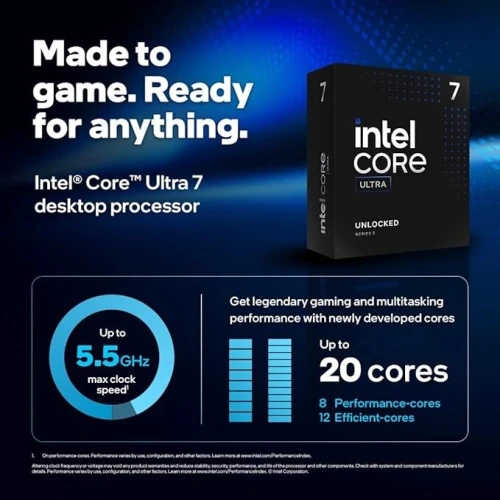 INTEL CORE ULTRA 7 265K - 20 CORE - 20 THREADS - 5.5 GHZ - SOCKET 1851 - CACHE 30 MO - BOX
