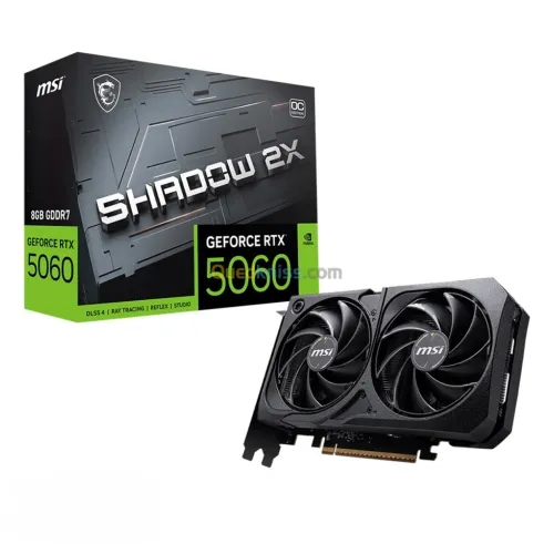 MSI GEFORCE RTX 5060 SHADOW 2X OC - 8GO GDDR7 4K - G-SYNC - DLSS 4 - BLACKWELL - HDMI/DP - BLACK