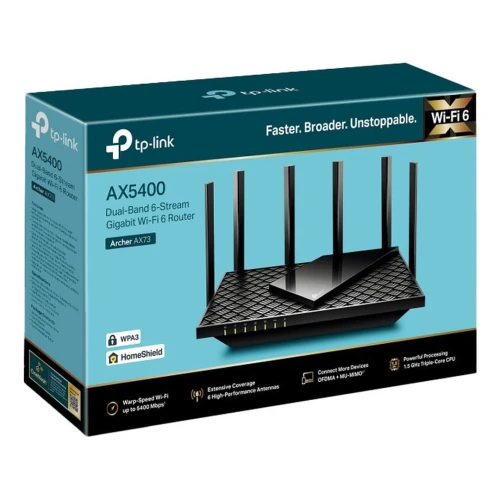 TP-LINK ARCHER AX73 - ROUTEUR AX 5400 WIFI 6 - BI-BANDE - 5400 MBPS - 5 GHz - 5 PORTS GIGABIT -BLACK