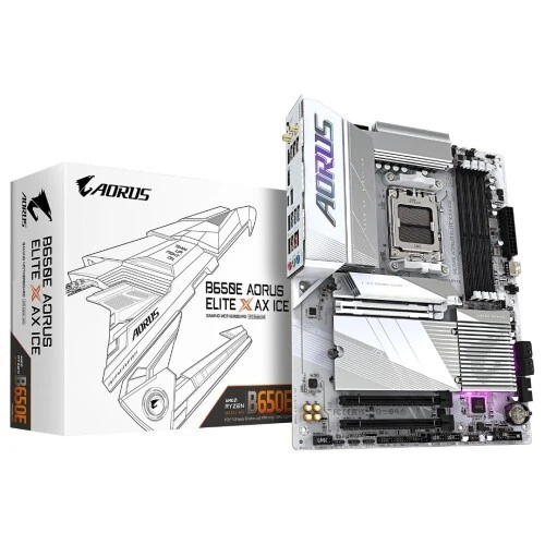 GIGABYTE B650E AORUS ELITE X AX ICE - CARTE MÈRE ATX - SOCKET AM5 - 4 x DDR5 - M.2 PCIe 5.0 - PCIe 5.0 X - WIFI 6E - BT 5.3 - LAN 2.5GBE - WHITE