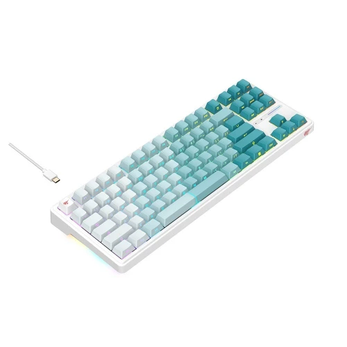 HAVIT KB901L - CLAVIER MÉCANIQUE GAMING - RGB BACKLIT - SWITCHES RED - 88 TOUCHES - ANTI-GHOSTING - DESIGN GAMING - WHITE