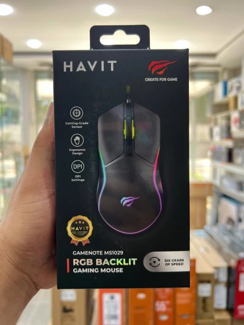 HAVIT GAMENOTE MS1029 - SOURIS GAMING FILAIRE RGB - PROGRAMMABLE - 7 BOUTONS - NOIR