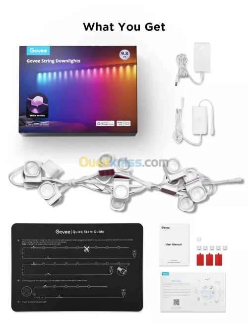 GOVEE RGBIC STRING DOWNLIGHTS 3M 16.4FT - H608A - GOOGLE HOME & ALEXA - MULTIPLE MODES - MUSIC