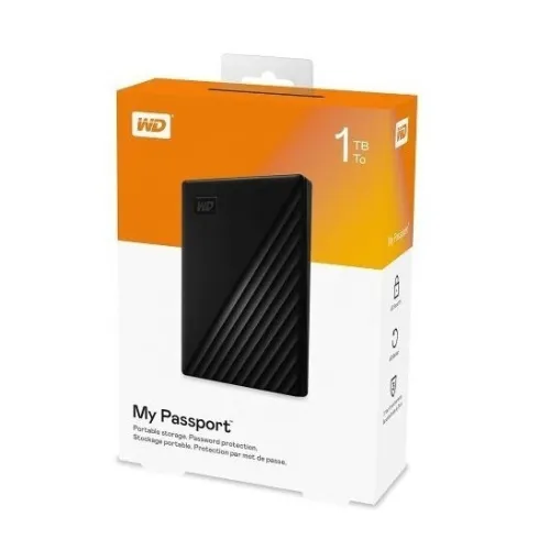WD MY PASSPORT 1TB - DISQUE DUR EXTERNE HDD - USB 3.2 GEN 1 I USB 3.0 - BACKUP - ORIGINALE - BLACK