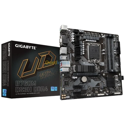 GIGABYTE B760M DS3H DDR4 - CARTE MÈRE MICRO ATX - SOCKET LGA 1700 - 4 x DDR4 - 1 x PCIe 4.0 X16 - 2 x M.2 PCIe 4.0 NVMe - LAN 2.5GBE - USB 3.1 - BLACK