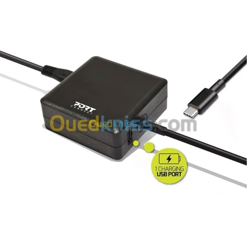 Port Designs Alimentation 65w Type C + 1 Port USB De Charge