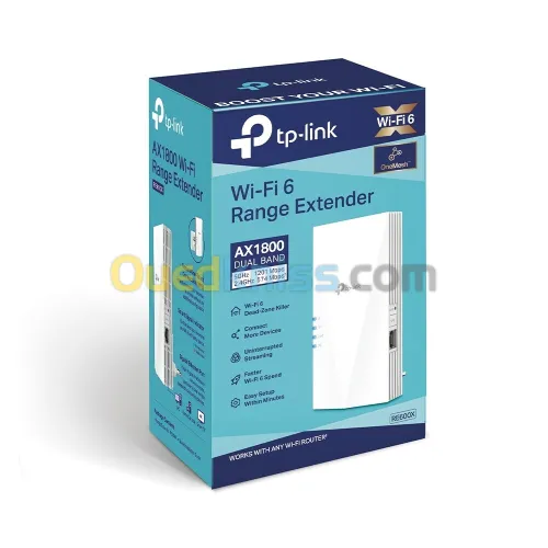 TP-LINK RE600X RÉPÉTEUR WIFI 6 AX1800 - DUAL BAND -MU-MIMO2 - ONE MESH - 1201 MBPS - 5GHZ - ETHRENET