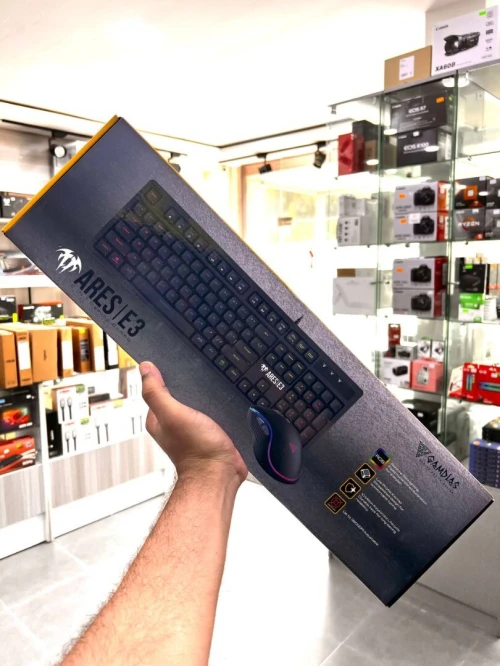 GAMDIAS ARES E3 - Combo Clavier Gaming à Membrane + Souris Optique - RGB - Filaire USB - Noir