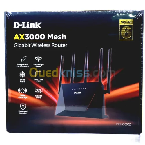 D-LINK ROUTEUR DIR-X3000Z - AX3000 WIFI-6 - DUAL CORE - 5 ANTENNES - 5 GHZ - MESH GIGABIT- 160 MHZ