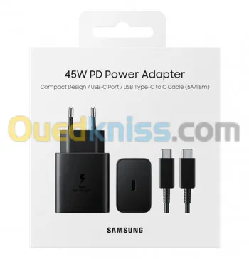 Samsung 45W Pd Adapter Usb C To Usb C Cable 5a Chargeur Ultra Rapide