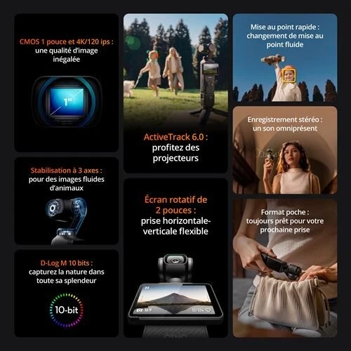 DJI OSMO POCKET 3 CREATOR COMBO - 4K 60 FPS - 2" OLED - MICRO SD - 4X ZOOM - CMOS - BLACK