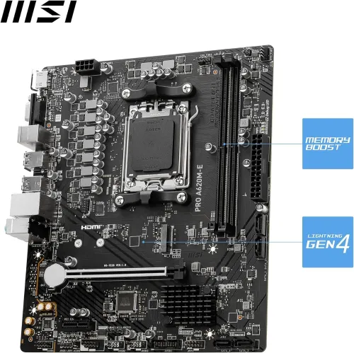 CARTE MÈRE MSI PRO A620M-E Micro ATX - Socket AMD AM5 - 2xDDR5 - 1x M.2 Gen4 - 6400+MHz/OC