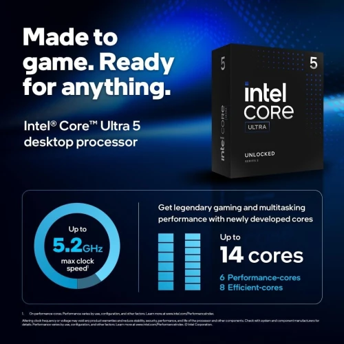 INTEL CORE ULTRA 5 245K - 14 CORE - 14 THREADS - 5.2 GHZ - SOCKET 1851 - CACHE 24 MO - BOX