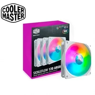 COOLER MASTER SICKLEFLOW 120 ARGB 3 IN 1 - 3 VENTILATEURS DE BOÎTIER 120 mm ARGB - 1800 RPM - WHITE