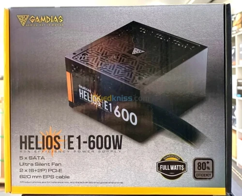 GAMDIAS HELIOS E1-600 - ALIMENTATION 600W - 80+ BRONZE - SILENCIEUX 120 MM - ATX - PFC ACTIF -BLACK
