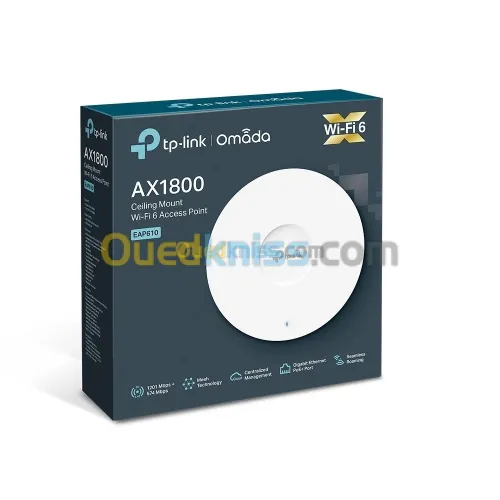 POINT D'ACCÈS TP-LINK OMADA EAP610 PLAFONNIER - WIFI 6 AX1800 - ETHERNET GIGABIT - SUPPORT POE+