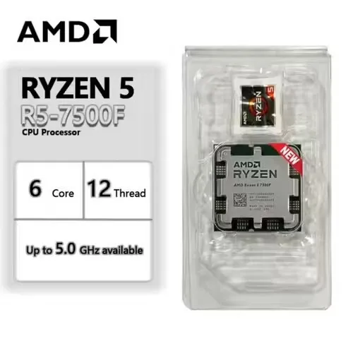 PROCESSEUR AMD RYZEN 5 7500F - SOCKET AM5 - 6-CORE - 12-THREADS - 5.2GHZ - APK TRY AVEC VENTILO