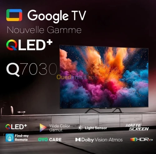 TV IRIS 75" Q7030 UHD 4K - QLED+ Smart GOOGLE TV ANDROID - 75 POUCES - WIFI - 60 Hz -Ethernet -HDMI