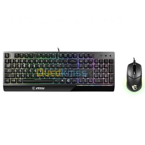 MSI VIGOR GK30 COMBO LIGHT RGB - PACK CLAVIER AZERTY - SOURIS CLUTCH GM11 - GAMING PLEINE - FILAIRE