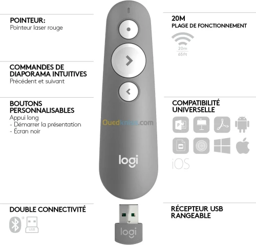 Logitech R500s - Télécommande De Présentation - 3 Boutons - 