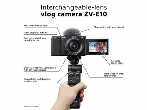 SONY ZV-E10 - APPAREIL PHOTO HYBRIDE 24.2 MP 4K + OBJECTIF E 16-50mm-LCD3" TACTILE -WI-FI -BLUETOOTH