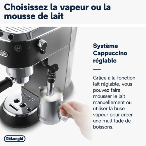 Machine expresso DeLonghi Dedica Style pour préparer des boissons café et lactées, EC685