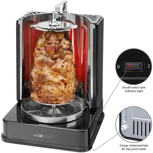 Multi-grill vertical 3en1 Rôtisserie & Chawarma CLATRONIC 1400 W