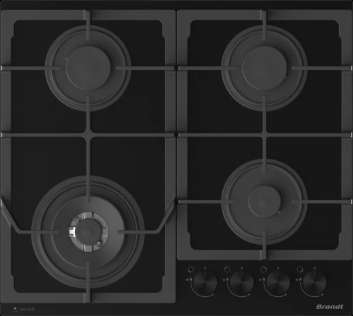 Plaque de cuisson BRANDT Gaz BPE6342BA - 4 Feux - noire