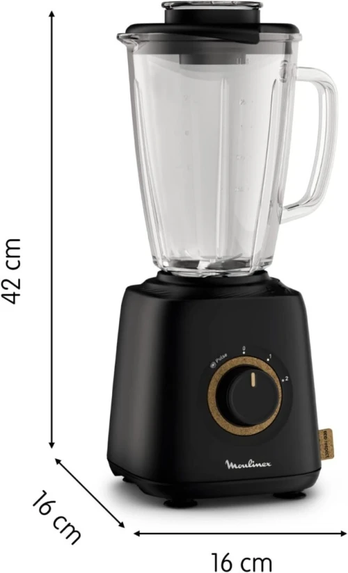 Blender Moulinex Eco-conçu, 1,75 L, 4 lames, 800 W Fabriqué en France, Eco Respect, Noir LM46EN10