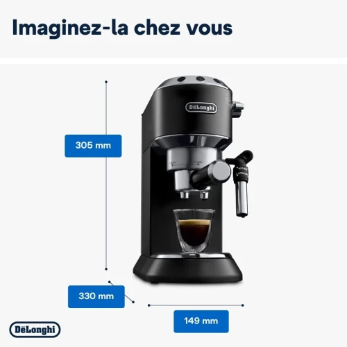 Machine expresso DeLonghi Dedica Style pour préparer des boissons café et lactées, EC685