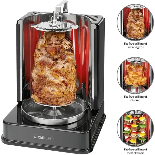 Multi-grill vertical 3en1 Rôtisserie & Chawarma CLATRONIC 1400 W