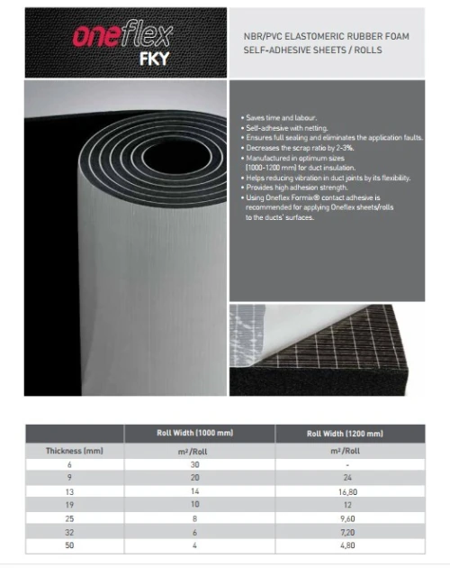 armacell tapis et manchants élastomère , armaflex Oneflex 13mm/19mm/25MM/32MM isolation , HVAC