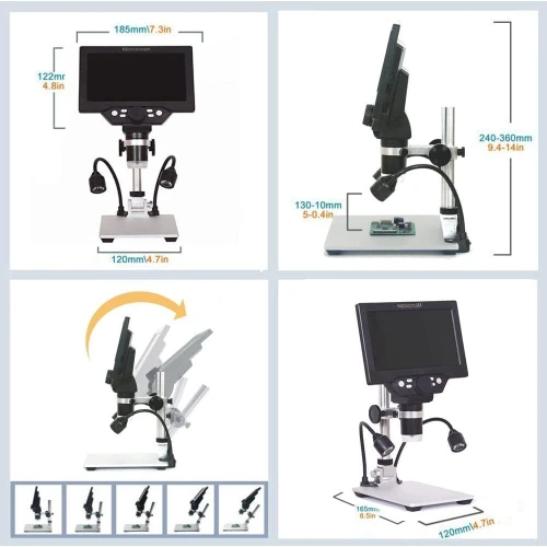 Arduino - Microscope numérique G1200A 7 pouces / G1600 9 pouces + 2 lumières LED (12 mégapixels)