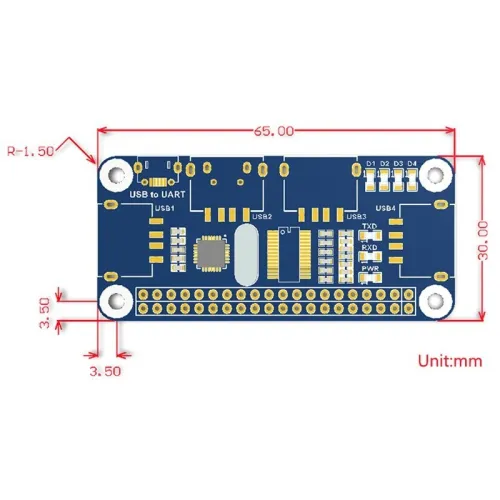Hub USB Hat 4 Ports Raspberry Pi Arduino