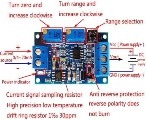 Convertisseur De Tension 0 À 20ma/40ma À 0-3.3V 0-5V 0-10V Arduino
