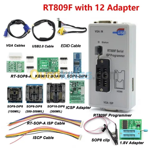 Programmeur RT809F d'origine + 12 adaptateurs