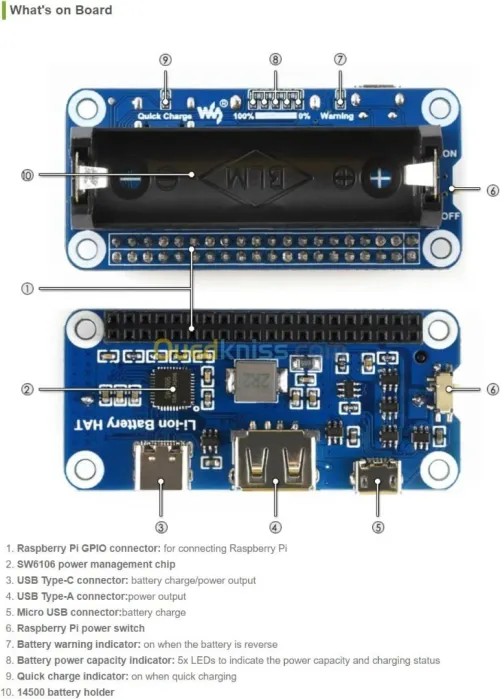 Arduino - Carte Dextension Batterie Lithium Pour Raspberry