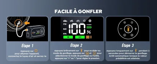 Booster Batterie Voiture avec 150PSI Gonfleur Pneus, 12V Démarreur Voiture Puissant, Booster Batterie Moto avec 500 Lumière LED 4 Modes, Grand Écran, Gants(Jusqu'à 9L Gaz ou 8L Diesel)