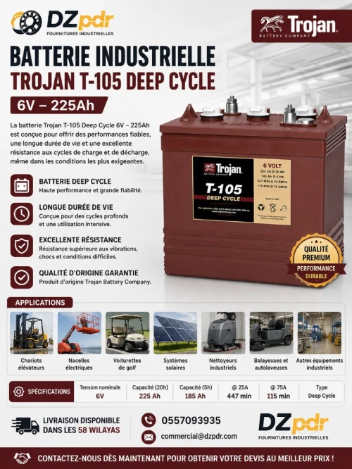 BATTERIE INDUSTRIELLE TROJAN T-105 DEEP CYCLE 6V  225Ah
