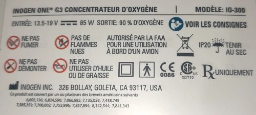 Concentrateur d'Oxygène Mobile avec Batterie - Inogen One G3 avec 2 Grandes Batteries 16 Cellules