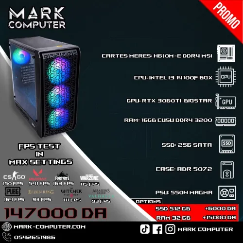 I3 14100F + RTX 3060 TI BIOSTAR