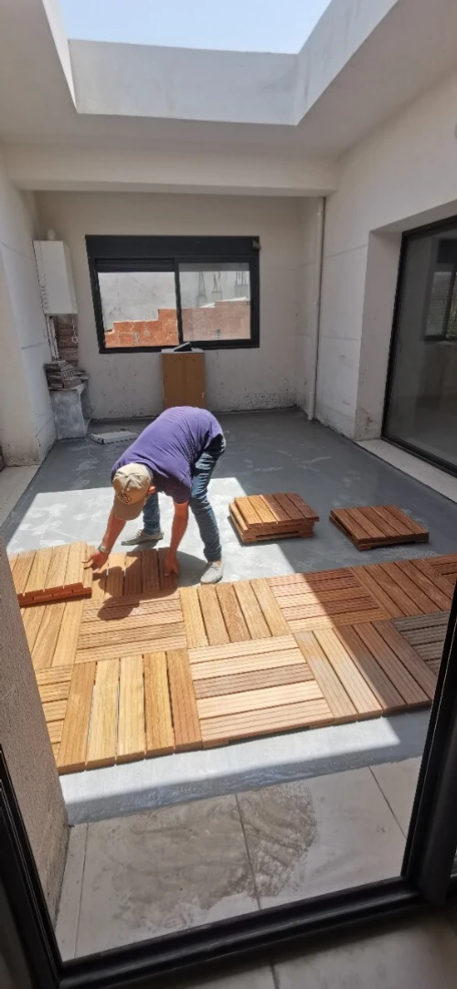 Dalle en bois terrasse extérieure en bois exotique 