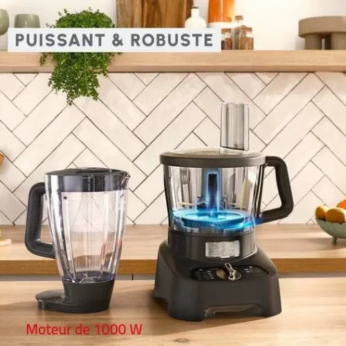 Robot Moulinex DoubleForce Multifonction 1000W 3L 28 Fonctions - Avec Blender 2L, Hachoir, Disques